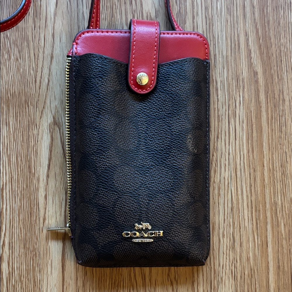 Coach Black and Red Phone Crossbody
